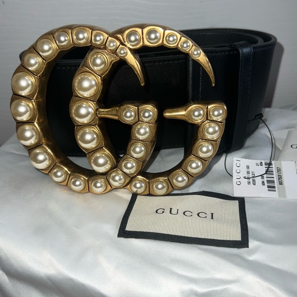 Gucci Accessories - Gucci wide pearl leather belt - size 80